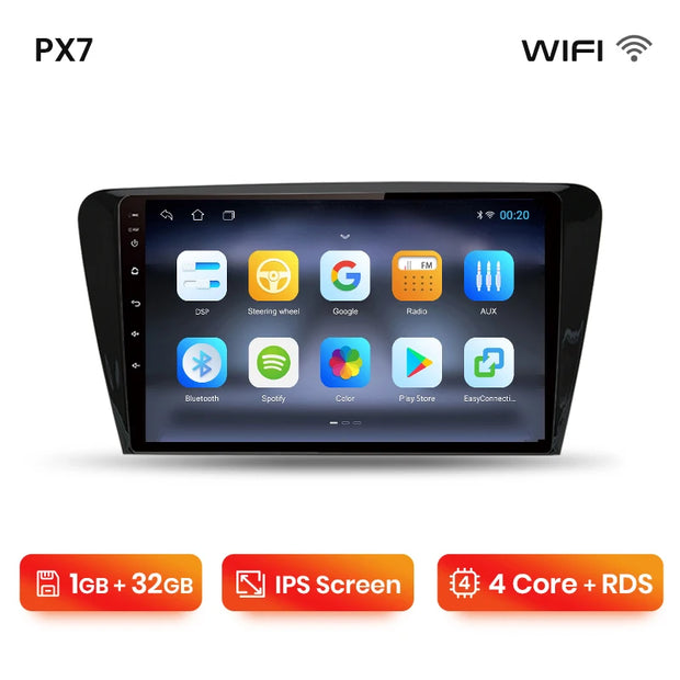Wireless CarPlay & Android Auto Touchscreen Head Unit (PX7) – Skoda Octavia Mk3 (2013–2018)