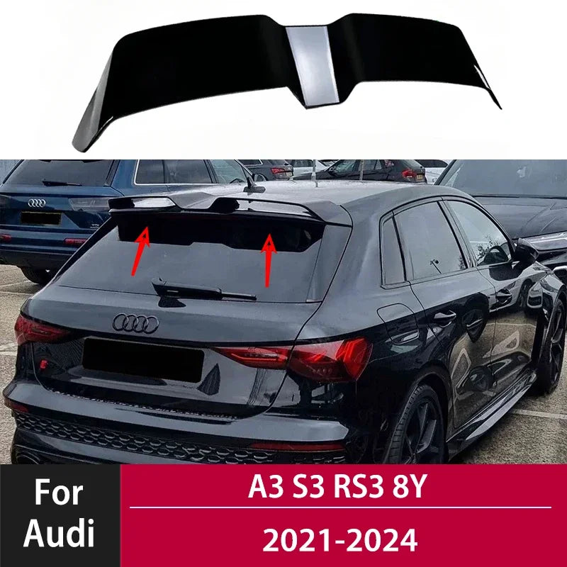 Gloss Black Rear Roof Spoiler Cap – for Audi Audi A3 / Audi S3 / Audi RS3 (8Y Sportback 2021–2024)