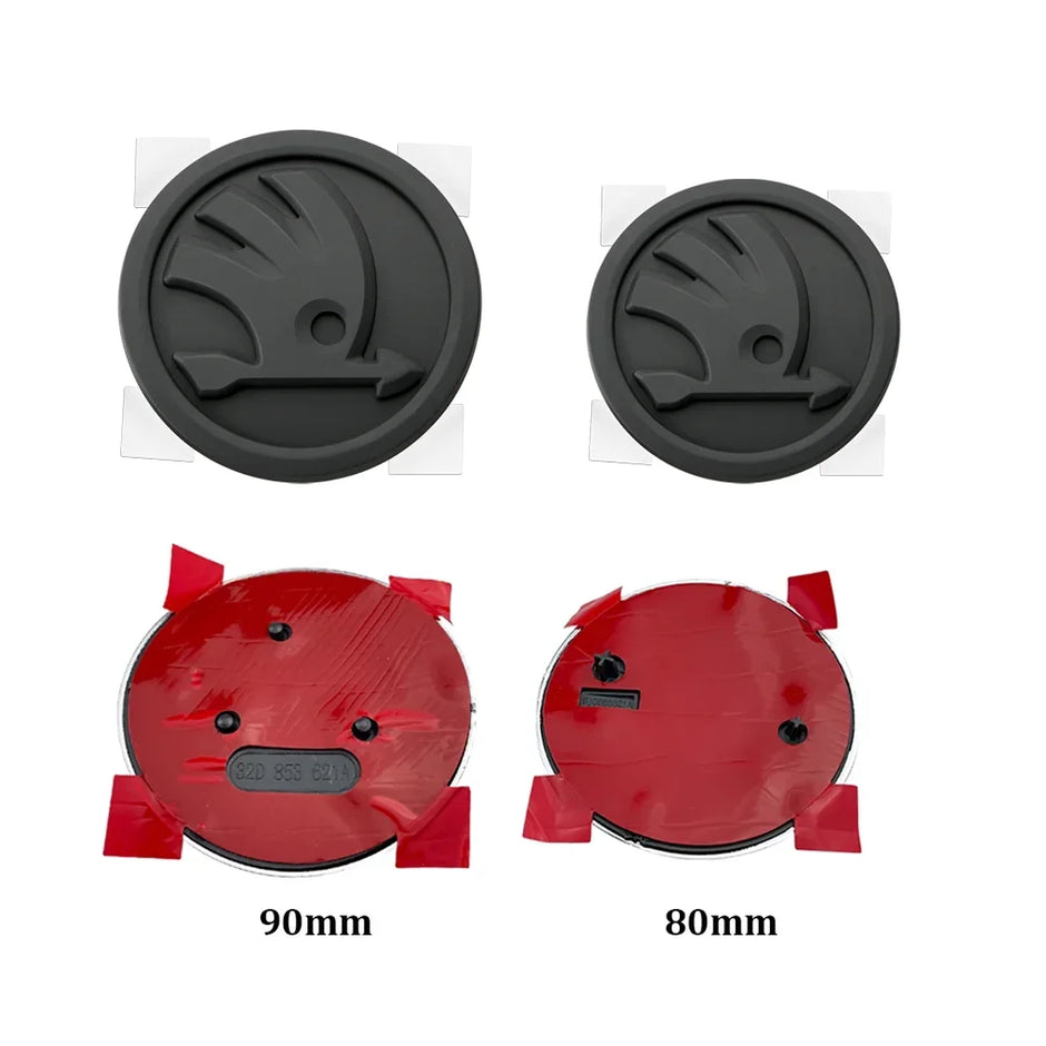 Skoda Front & Rear Badge Set – 80mm + 90mm ABS Emblem