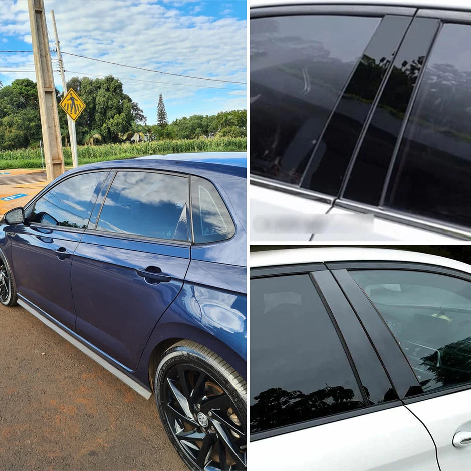 Black B Pillar Post Cover Trim Set – Volkswagen Polo Mk6 (2019–2024) (8pcs)
