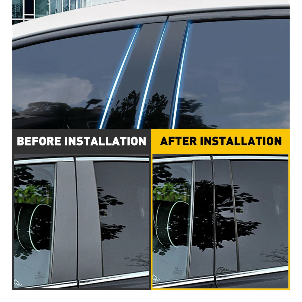 Black B Pillar Post Cover Trim Set – Volkswagen Polo Mk6 (2019–2024) (8pcs)