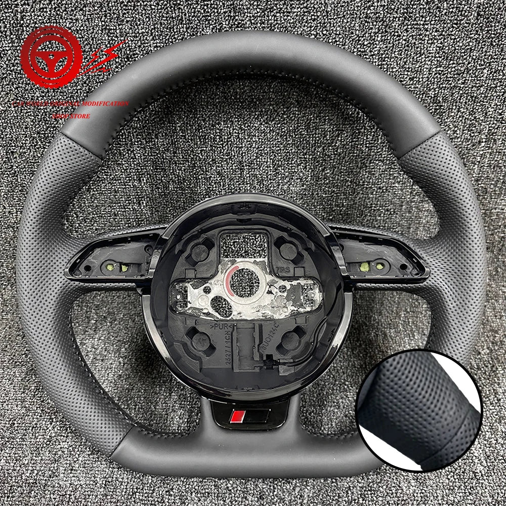 Leather Steering Wheel Upgrade – Black Line Finish (Audi Fitment)