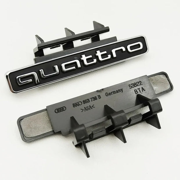 Audi “quattro” Front Grille Emblem Badge – 95mm (3D ABS)