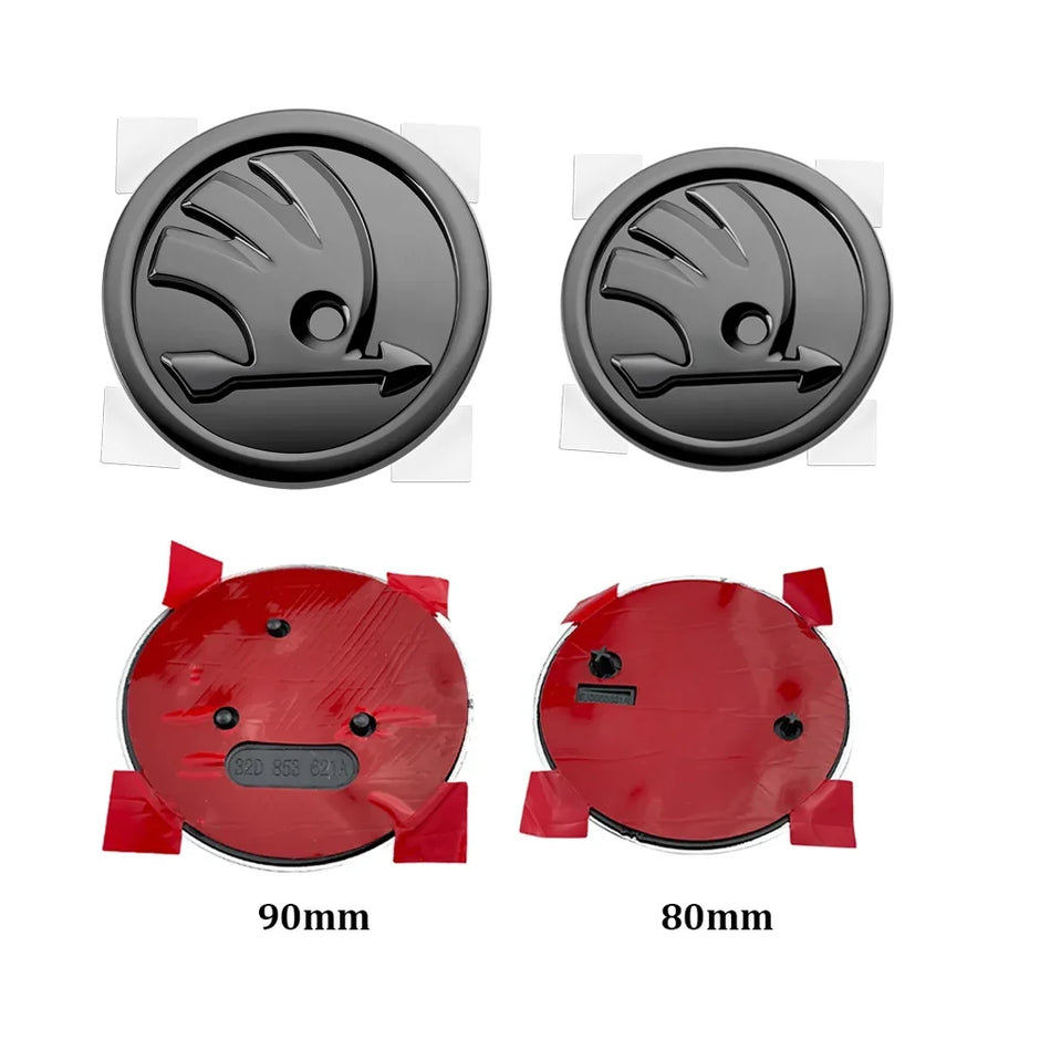 Skoda Front & Rear Badge Set – 80mm + 90mm ABS Emblem