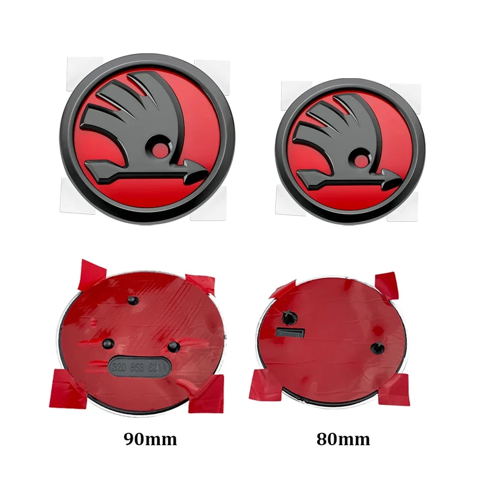 Skoda Front & Rear Badge Set – 80mm + 90mm ABS Emblem