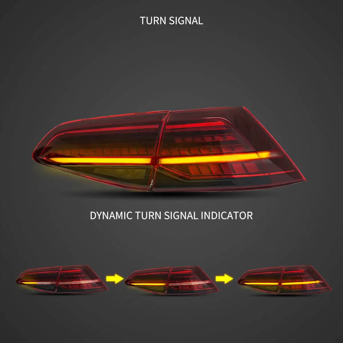 LED Tail Light Set with Sequential Indicators (Smoked) – VW Golf MK7 / MK7.5 (2013–2021, Hatchback)