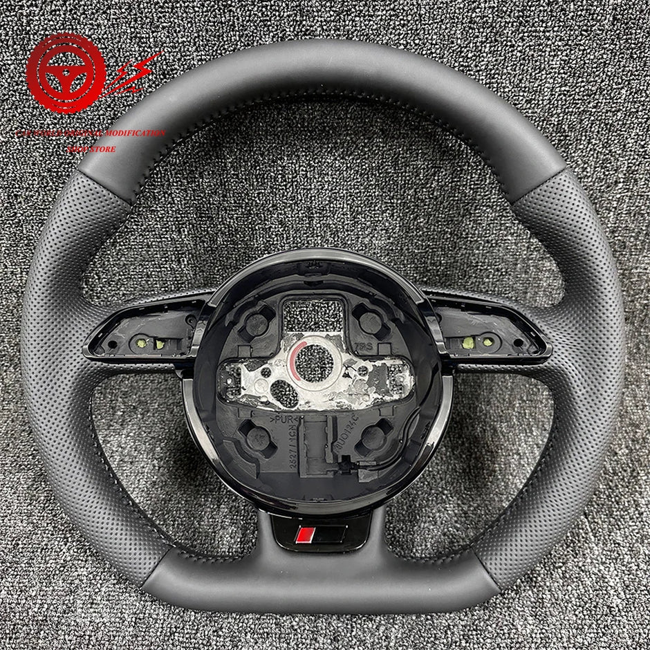 Leather Steering Wheel Upgrade – Black Line Finish (Audi Fitment)