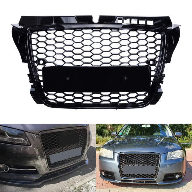Audi A3 (8P) RS-Style Honeycomb Front Bumper Grille – Gloss Black (08–12)