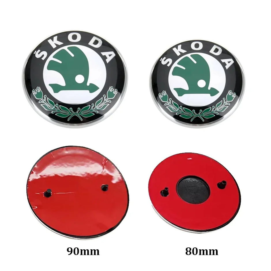 Skoda Front & Rear Badge Set – 80mm + 90mm ABS Emblem