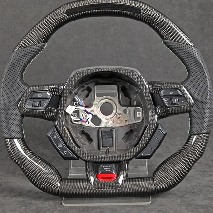 LED Carbon Fiber Steering Wheel (Perforated Leather) for Lamborghini Huracán (2018–2024)